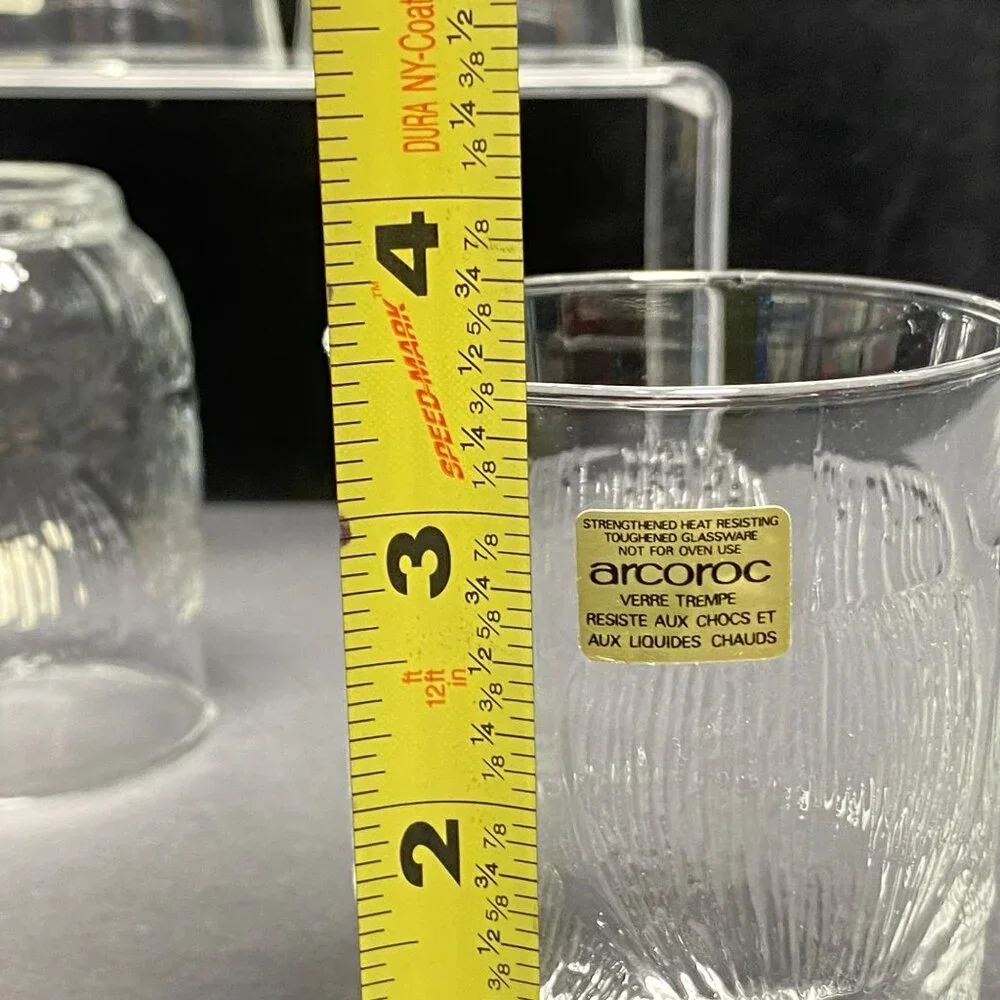 Vintage Arcoroc Set Of 6 Heat Resistant Glassware  - 7 Oz Textured Tumblers